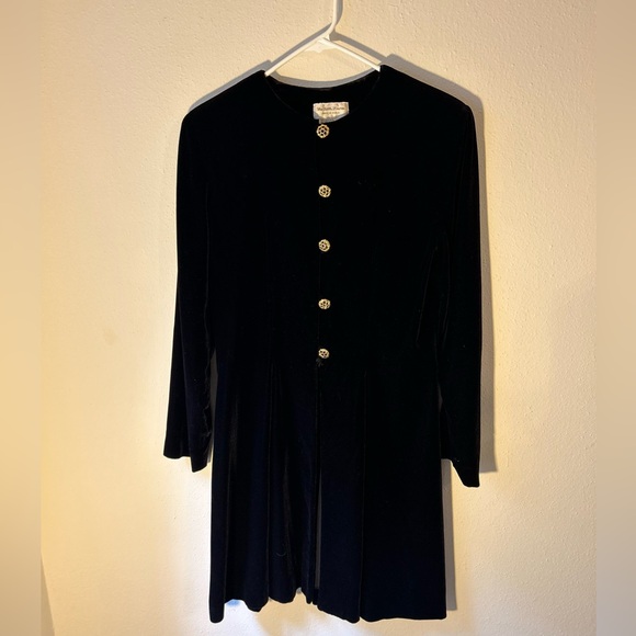 The Silk Farm black velvet tuxedo coat/ jacket/ duster - Picture 10 of 12